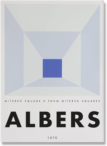 LATAFA Berühmte Josef Albers Poster und Drucke „Blaues weißes Quadrat“, Wandkunst, Josef Albers Leinwandgemälde, Josef Albers Bilder, Heimdekoration, 50 x 70 cm x 1, ohne Rahmen