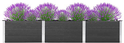 ARKEM Garten-Hochbeet 300x50x54 cm WPC Grau Garten Hochbeet Pflanzbeet Gemüsebeet Pflanzkasten Blumenbeet
