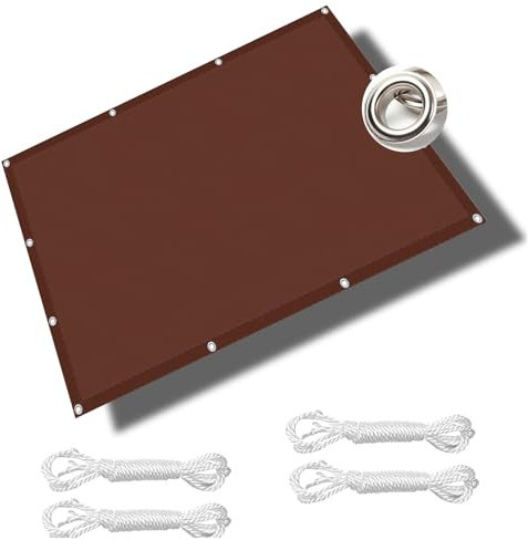 Sonnensegel Sonnenschutz 2.5 x 3 m Wasserdicht Segel Baldachin mit Ösen, Seil PES Polyester UV Schutz ohne Bohren für Balkon Garten Terrasse, Braun
