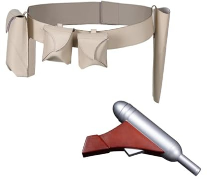 KoleGoe Prinzessin Leia Gürtel Cosplay Kostüm Rey Komposit Ledergürtel Set Amidala Gürteltasche Halloween Karneval Deko Zubehör