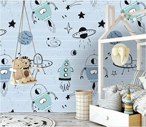 XLMING Cartoon Raketenschiff Kinderzimmer Einfach 3D Tapete Home Dekoration Wohnzimmer Sofa Schlafzimmer Tv Hintergrund Wand-430cm×300cm