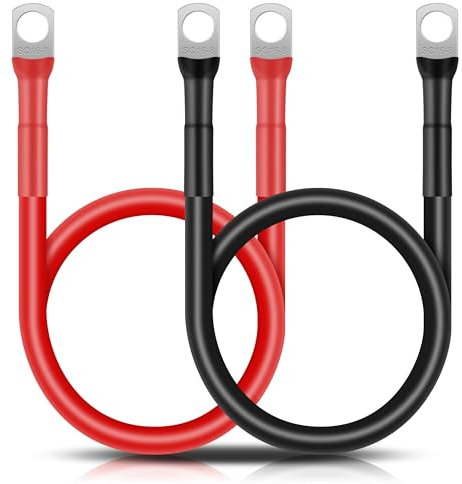 GUNGY Cable Batterie Voiture 14mm² 50cm Câble Onduleur de Batterie 6AWG 12V Câble de Batterie avec M8 Cosses à œillets pour Camion Auto Moto Marine Solaire Rouge et Noir 2 Pièces