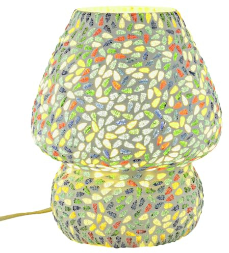 Boho Tischlampe Aubina Motiv 4 handgefertigt aus Glas-Mosaik 23 cm