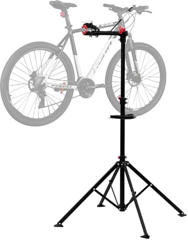 WOLTU Fahrradmontageständer, Fahrrad Reparaturständer, Montageständer für Fahrräder vierbeinig, mit Werkzeugablage, höhenverstellbar klappbar 360° drehbar, bis 25 kg, aus Metall