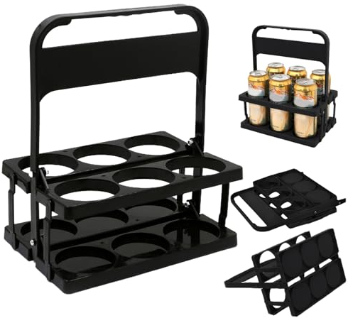 BEAHING Drink Carrier, Drink Carrier with Handle 6 Slots Foldable Drink Caddy Portable & Reusable Drink Carrier Plastic Drink Holder Safely Secures Cup Carriers for Drinks Delivery