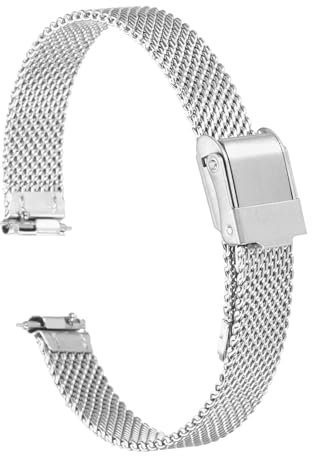 QUARKZMAN Bracelet de Montre en Maille 10mm en Acier inoxydable 316L Dégagement Rapide Réglable Bracelet de Montre en Métal pour Hommes et Femmes, Ton Argenté