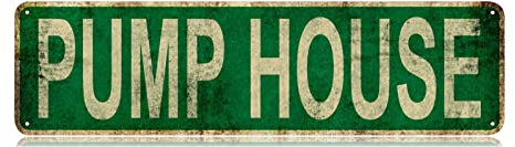 Metal Tin Sign Pump House Funny Metal Signs Vintage Sign Retro Tin Signs Aluminum Metal Sign for Bedroom Kitchen Garden Wall Bab Club Coffee Hanging Sign Home Decor 4x16 Inch