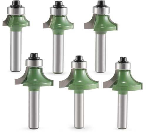 6 Stück Abrundfräser 8mm Schaft,Radiusschneider Set mit Kugellager,Runde Über Fräser Bits Oberfräsen Bits, Fräskopf für Fräser, Rundschneider für Tischlerei Fasen Holzbearbeitung Trimmen