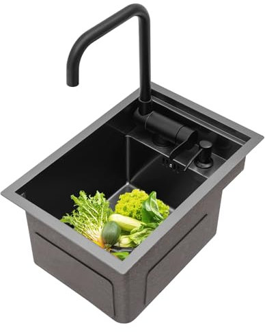 Évier de cuisine peu encombrant - Mini lavabo caché - En acier inoxydable - Pour une utilisation rapide dans les grandes cuisines - 45 x 30 x 23 cm