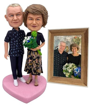 Personalisierte Wackelkopf-Figuren, Ganzkörper-Anpassung, handgefertigte Skulptur für Vater, Mutter, Weihnachten, Valentinstag, Geburtstag, Party, Hochzeit (2 Personen)