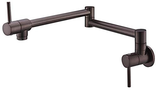 Messing Wandmontierter Topffüller Wasserhahn Doppelgriff Kaltwasserhahn für Küchenspülen Braun Antik
