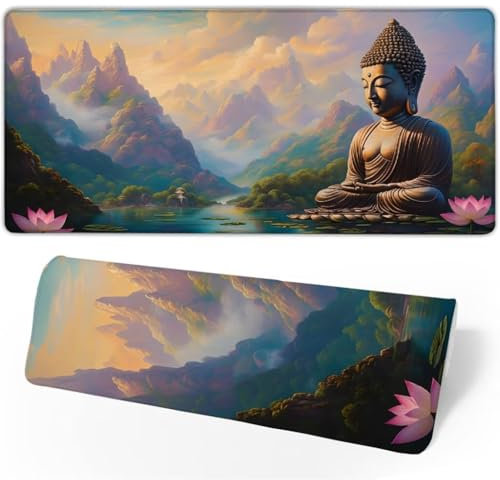 Gaming Mauspad Landschaft Mauspad Groß,Schreibtischunterlage Zen Mousepad XXL 1400x600x3mm,Mouse Pad Rutschfest & Wasserdicht Verbessert Präzision und Geschwindigkeit,Gaming-Mauspads für PC JC-672