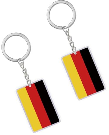 Petite Pine 2 Packungen Deutschland Flagge Schlüsselanhänger, Acryl deutscher Schlüsselanhänger Keychain Germany