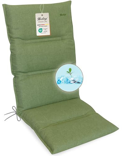 Herlag Hochlehner-Auflage Greta 120x50x7cm | Green-Line: Bezug aus 100% recyceltem Polyester | Sitzauflage mit Fleck- & UV-Schutz | Polster für Hochlehner-Gartenstühle | Öko Tex 100 | Oliv
