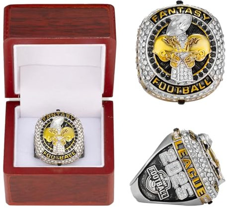 HYKJSHED 2025 Fantasy-Football-Ringe, Sammlerstücke for Vatertag, Meisterschaftsringe, FFL-Meisterschaftsringe, Fan-Erinnerungsstücke, Fußball-Displays for Freunde und Displays(Blanc,11)