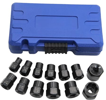 Kit di Estrazione di Bulloni | Set di strumenti di estrazione con custodia portaoggetti | Strumenti antiscivolo ad alta resistenza per smontaggio urti Asse fogna Ruote Uso Garage Officina Auto