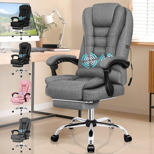 ALFORDSON Silla de Oficina ergonómica, Silla Gaming, Silla computadora, Silla giratoria Escritorio con Masaje, Altura Ajustable – cómoda para Oficina, hogar y Gaming, Tela, Gris