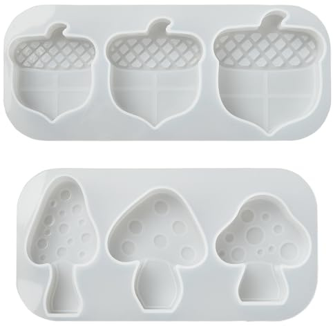 Stiesy Lot de 2 moules en silicone en forme de pomme de pin en forme de champignon pour loisirs créatifs, vacances, décoration de la maison, bougie