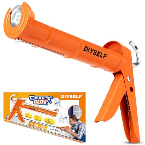 DIYSELF Kartuschenpresse 310 ml, Silikonspritze, Kartuschenpistole mit 10:1 | Silikonpistole, Silikonpresse und Auspresspistole mit glatter Schubstange und Einstechdorn für Silikon, Acryl und Kleber