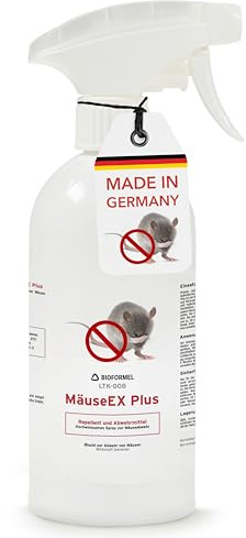 BIOFORMEL Mäuse Ex Spray Plus 500ml - Mäuseabwehr & Rattenabwehr - Mäuse vertreiben Abwehrmittel Ratten - Mäusebekämpfung Indoor & Outdoor - Anti Ratten - Spray Mausspray - Wirkstoff Geraniol (500ml)