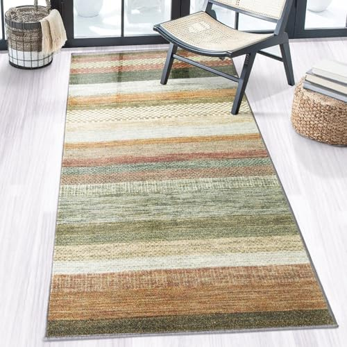 Floordirekt Teppich Läufer für Küche, Flur & Wohnraum - Teppichläufer auf Maß - Meterware - Flurteppich - Küchenläufer - Wohnzimmer Teppich (80 x 100 cm, Naxos - Beige-Rot)