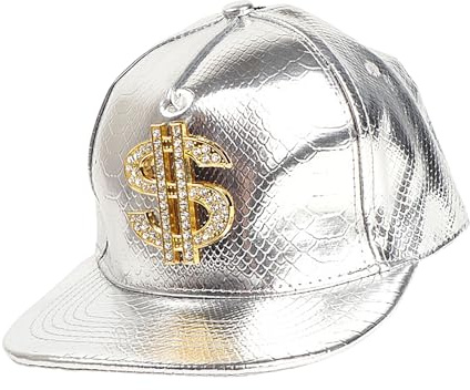 Goldgräbermütze | Baseballmütze mit Dollarzeichen | Gold-Dollar-Kappe | Hip-Hop-Rapper-Hüte | 80er/90er Jahre Rock-Cap mit Flacher Krempe für Männer Frauen | Zuhälterkostüm für Maskerade, Anziehparty