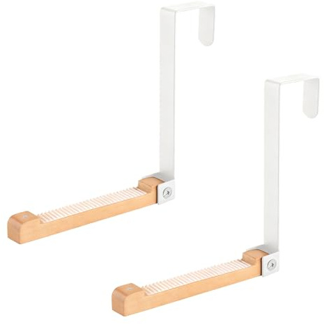 ZY-otu Lot de 2 porte-manteaux pliables en métal et bois, sans perçage, à suspendre pour pli de porte de 4 cm (crochet pliant, crochet intérieur)
