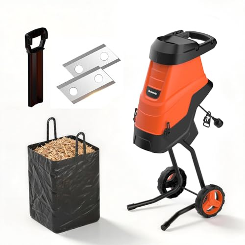 MAXLANDER Trituradora eléctrica de jardín de 2600 W con recipiente colector de 45 l