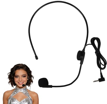 Mikovivi Fake Microphone Headset Prop, Singer Mic Headset Prop Rockstar Costume Accessories for Women Men Halloween Music Concert Party Outfit (Black)