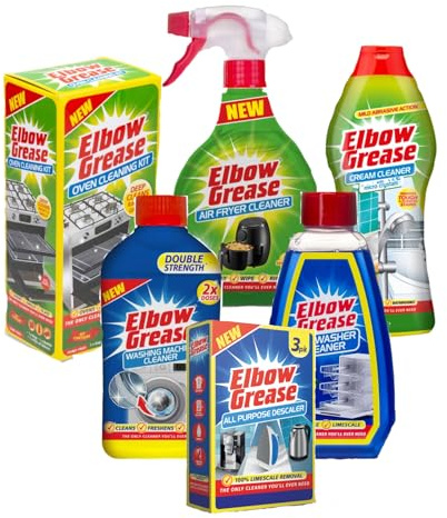 Elbow Grease 6-Piece Kitchen Appliance Cleaning Bundle Giftset, Dishwasher Cleaner, Washing Machine Cleaner, All Purpose Descaler, Air Fryer Cleaner, Cream Cleaner, Oven Cleaner Kit