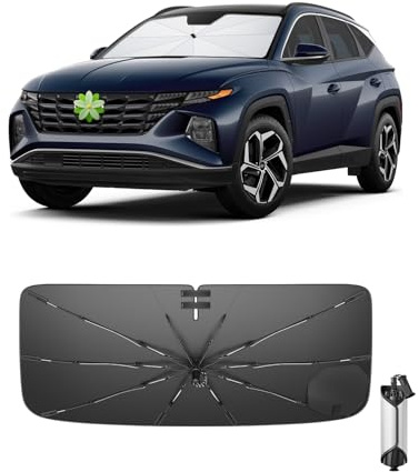 Ruiya 2026 Upgrade Parasol Coche Delantero Compatible con Hyundai Tucson 2016-2026, Paraguas Plegable Aislamiento Térmico, Protección UV, Accesorios para Parabrisas