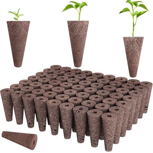 50PCS Cone Hydroponic Grow Sponges, Vegetable Seedlings Soilless Cultivation Sponges, Seed Pods Refill Pods for Hydroponic Indoor Garden System