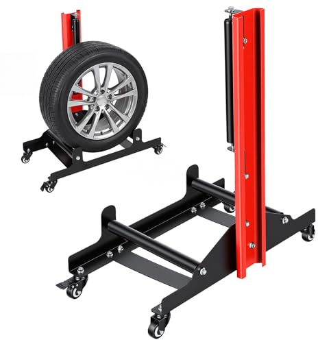 Mobiler Felgenständer & Reifenständer für Auto-, SUV- und LKW-Räder | 50 kg Tragkraft, für 9-39 Zoll Reifen, 360° drehbar, 3 Rollen, robust, verwindungssteif, für Garage, Werkstatt und Zuhause