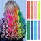 FESHFEN Farbige Haarverlängerung, 16 PCS 8 Farben Haarteil für Damen Synthetik Party Highlight Bunte Glatte Haarverlängerungen Clip in Haarteil für Frauen, 55cm