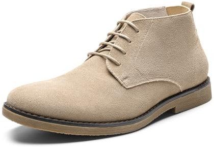 Bruno Marc Stivaletti Chukka Invernali da Uomo Stivaletti Stringati in Pelle Scamosciata Stivali Uomo Desert Boots,Size 43,Naturale,Chukka