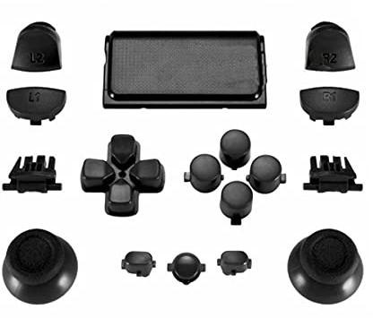 Button Tasten Set komplett kompatibel für PS4 Controller JDM-030, Farbe:Schwarz