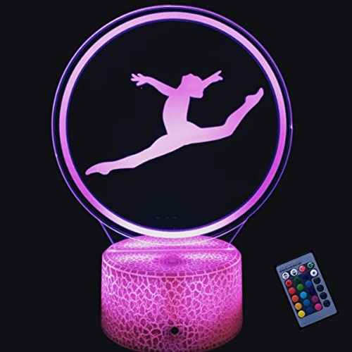 YTDZLTD Optical Illusion 3D Gymnastics Night Light 16 Colors Changing USB Power Remote Control Touch Switch Decor Lamp LED Table Desk Lamp