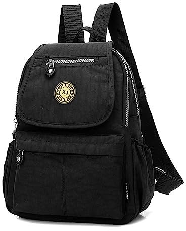 XUEREY Bolso de mano pequeño de nailon para mujer, bolso de hombro casual, multibolsillo, casual, impermeable, bolsa de nailon para viajes, escuela, mochila para laptop, Negro, talla única