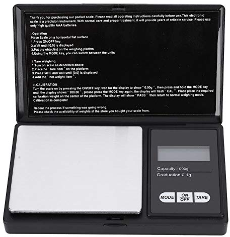 Fafeicy 1000 g / 0,1 g Digitale Taschenwaage, Präzisions-Mini-LED-Display digitale Schmuckwaage, zum Wiegen von Gold, Silber, Diamant, Edelsteinen, Getreide (1000 g / 0,1 g)