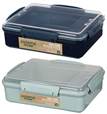 Sistema 584823 Renew Lunchbox mit 3 Fächern, Polypropylen, 0,97 l, Kunststoff