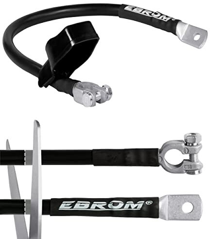 EBROM Batteriekabel - Kabel Massekabel Polklemme Minus (-) mit Schutzkappe 70 mm² schwarz, fest verpresst, 30 cm bis 10 m, Ringösen/Kabelschuhe M6/M8/M10/M12 70mm2 (70 mm2) 200 cm + DIN Kabelschuh M10
