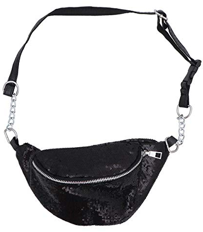 Lurrose Gürteltasche Mit Pailletten Gürteltasche Damen Bauchtasche Glitzer Glänzende Gürteltasche Stilvolle Hüfttasche, Geeignet Für Outdoor-Reisen Und Urlaub (14 x 10 x 33 cm)
