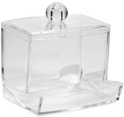 Tissting Organizzatore per Tampone di Cotone, Contenitore Trasparente con Coperchio per Trucco Cosmetico, Dimensioni 8,8 x 7,7 x 9 cm, Materiale Durevole per Bagno e Camera da Letto