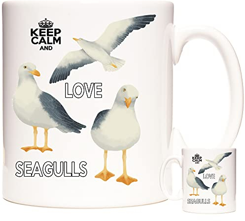 Mug à café en céramique avec inscription « Keep Calm Love Seagulls » 325 ml