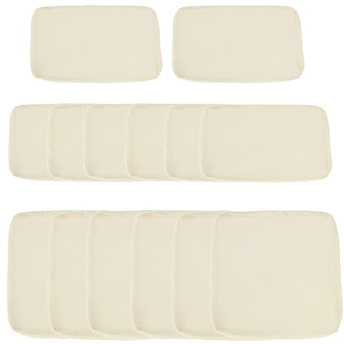 Outsunny Lot de 14 Housses de Rechange Coussins Salon de Jardin - 6 Housses Coussin d'assise, 8 Housses Coussin Dossier - Housses zippées Polyester déperlant Crème