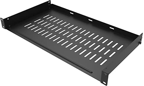 JINGCHENGMEI 1U belüftetes Server-Rack-Regal, zerlegt, 25,4 cm tief, Universal-Rack-Tablett, keine Lippe, für 48,3 cm Netzwerkschrank oder Server-Rack