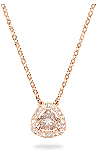 Swarovski Millenia Halskette, Weiße und Rhodinierte Damenhalskette mit Strahlendem Anhänger
