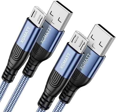 XGMATT Micro USB Cable 1M 2-Pack,Android Charger Cable Fast Charging Cable Nylon Micro USB Charger cable Compatible with Samsung Galaxy S7 S6 J7 Note 5, Kindle, PS4 and More, Bule