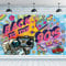 DOMINICK 90er Jahre Party Banner, Dekoration, Hintergrund, Blau, Polyester, 180x110cm, 1 Stück weißes Seil (32,8 Fuß / 10 m)