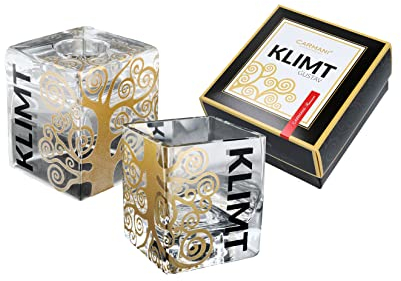 CARMANI - Photophore en verre fantaisie pour décoration de table de mariage avec « L'arbre de vie » par Gustav Klimt